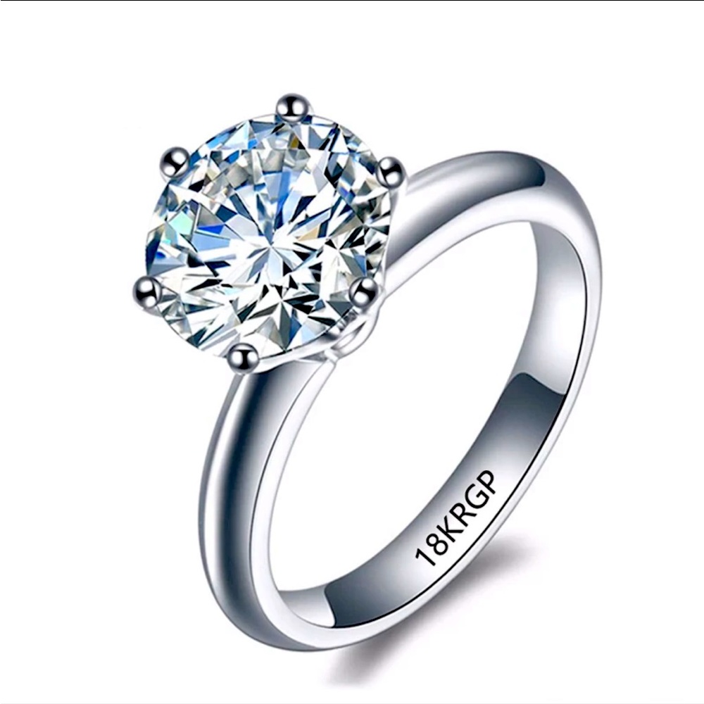 18 K Gold Plated, silver ring. Swarovski Crystal CZ. Size 8